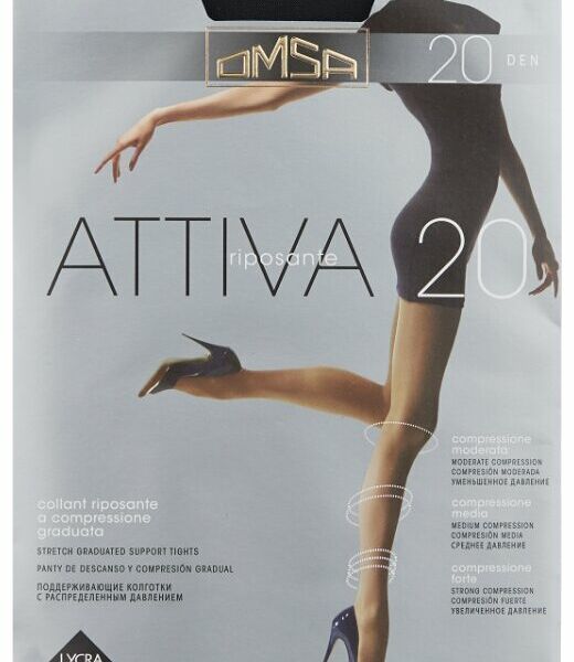 Колготки Omsa Attiva женские 20 den nero черный размер 3