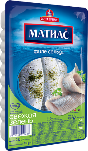

Филе сельди Матиас деликатесное свежая зелень 250 г