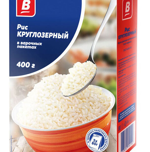 Рис круглозерный шлифованный В 5х80г