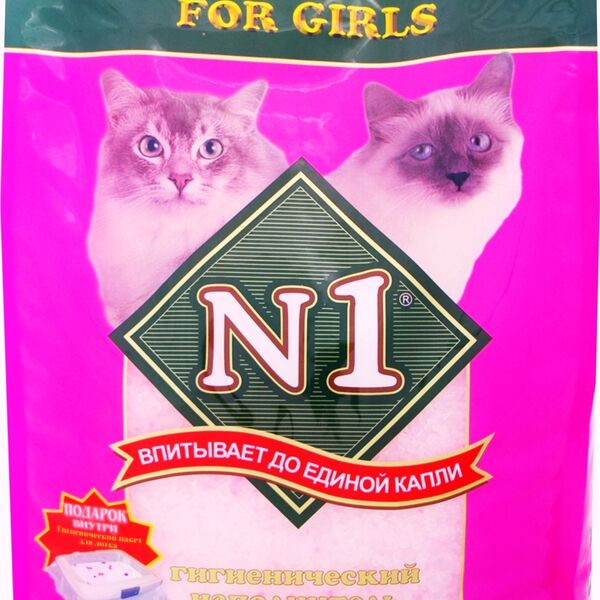 №1 Crystals for girls наполнитель силикагелевый впитывающий 5 кг.