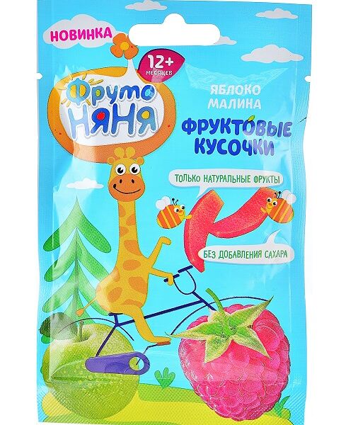 Фруктовые кусочки ФрутоНяня Яблоко-малина с 12 месяцев