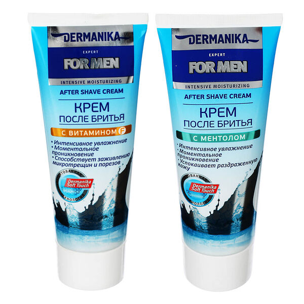 Крем после бритья dermanika с витамином f, ментол, в ассортименте, 75 мл
