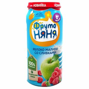Фруктовое пюре Фрутоняня малина-сливки-яблоко, для детей с 6 месяцев в Магнит со скидкой –23%