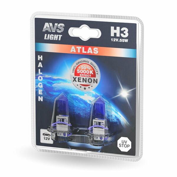 Галогенная лампа AVS ATLAS/5000К/H3.24V.70W.блистер- 2шт.
