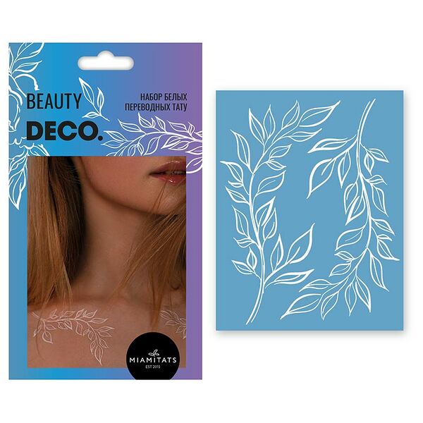 Татуировка для тела Deco. White Tattoo by Miami tattoos переводная (Leaves Lace)