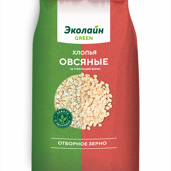 Хлопья овсяные не треб. варки Эколайн GREEN 0,38кг