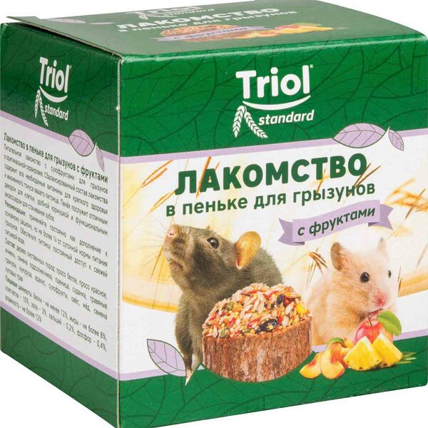 Лакомство для грызунов Triol Standard в пеньке с фруктами