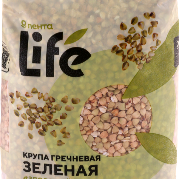 Крупа гречневая ЛЕНТА LIFE зеленая, 450г