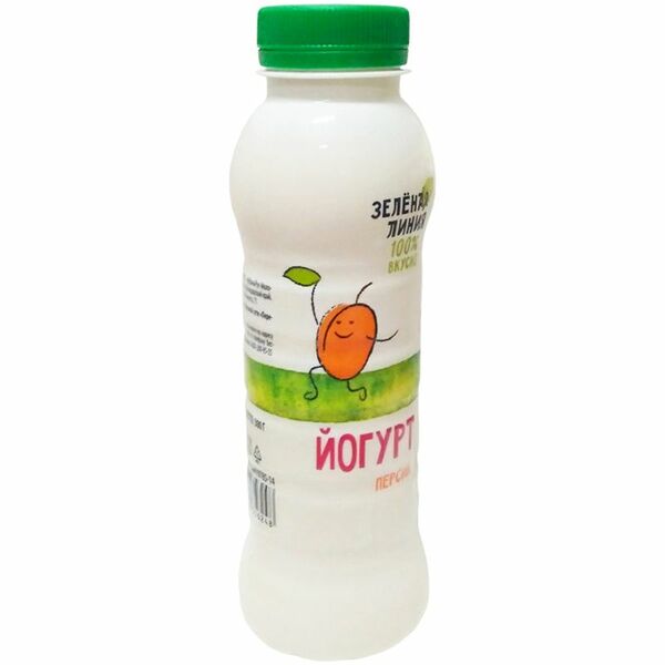 Йогурт персик фруктовый 1.5% Зелёная Линия, 300мл