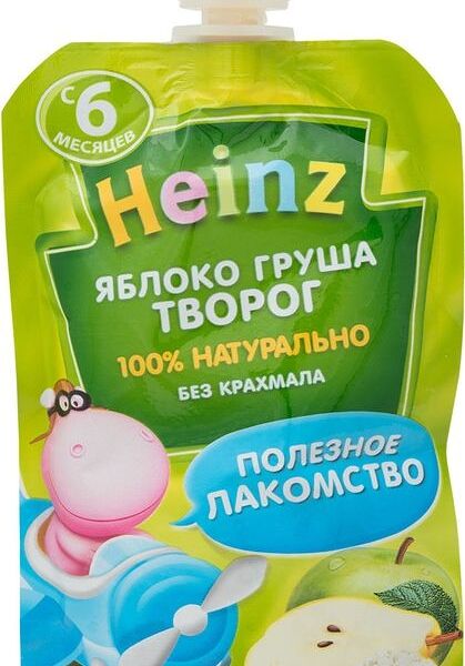 Пюре Heinz Яблоко-груша-творог, с 6 месяцев