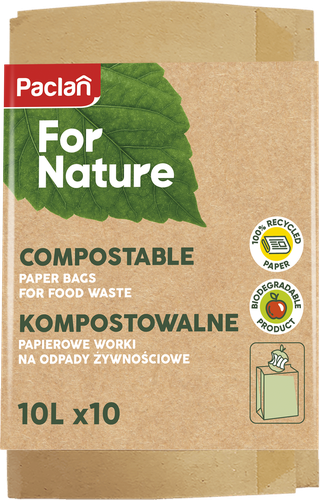 

Мешки для мусора PACLAN For Nature 10л, компостируемые, 10шт