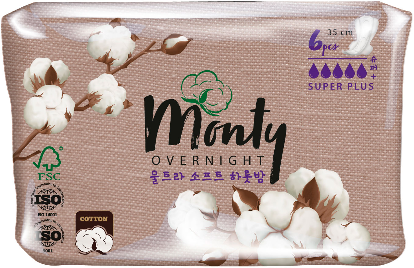 

Прокладки Monty Ultra Soft Overnight Супер плюс ночные 6 шт