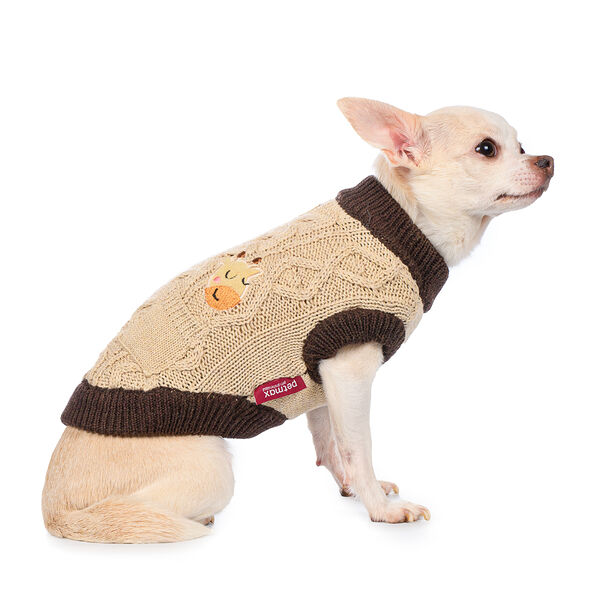 Свитер с кармашком для кошек и собак S бежевый (унисекс)