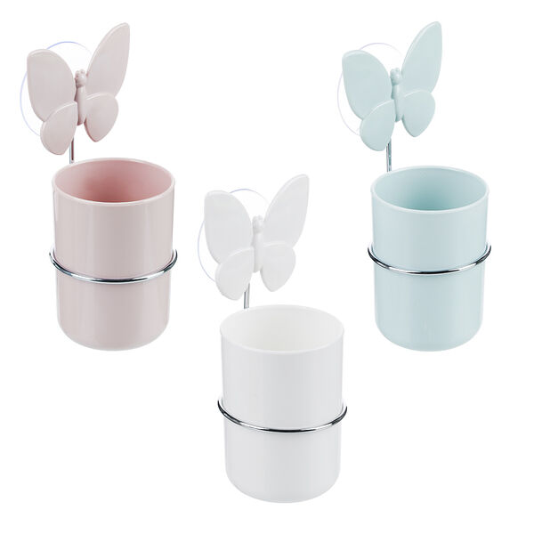 Vetta романтика стакан для зубных щеток на присоске, пластик, 7х10см, 3 цвета