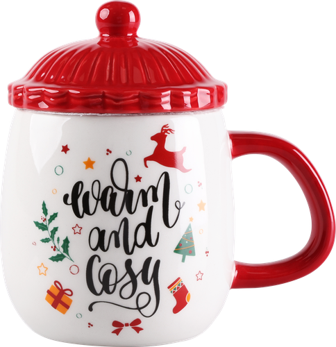 

Кружка Homeclub Warm&cozy с крышкой керамика в ассортименте