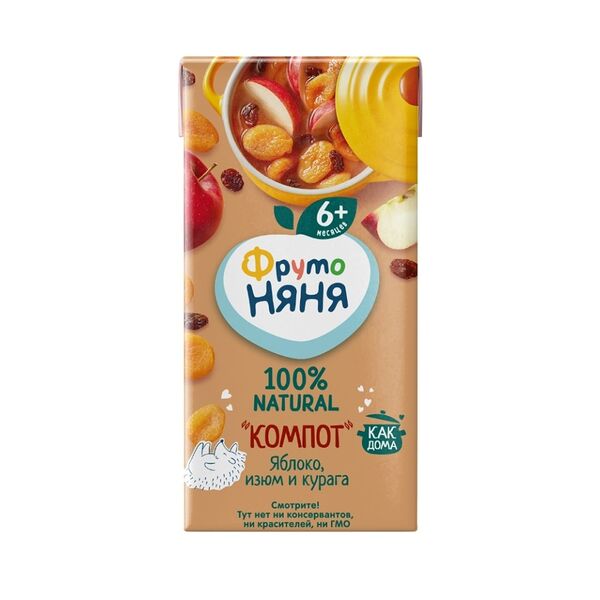 Компот ФрутоНяня яблоко, изюм, курага неосветленный, с 6 месяцев