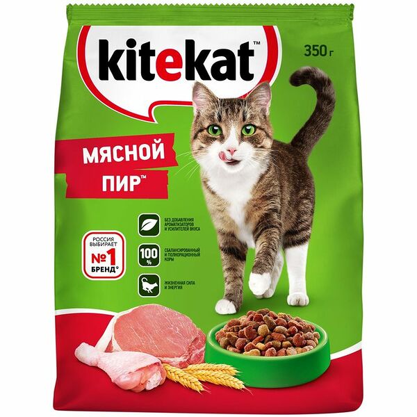 Корм сухой Kitekat Мясной пир для кошек, 350г