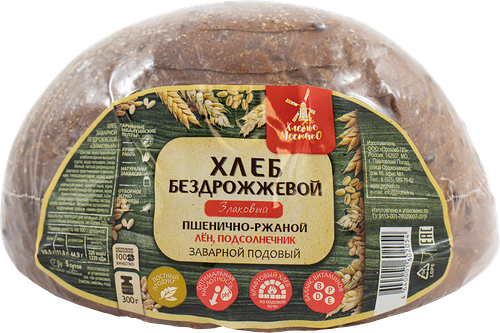 Хлеб ржано-пшеничный бездрожжевой Хлебное Местечко Злаковый со льном, подсолнухом, кунжутом