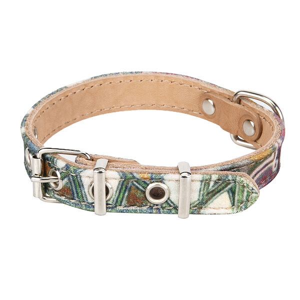 Ошейник для собак Мозаика, натурально-зеленый, 16 мм