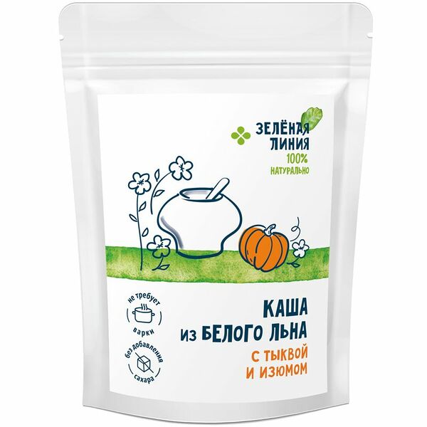 Каша из белого льна с тыквой и изюмом Зелёная Линия, 250г