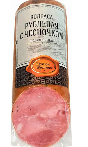 Колбаса полукопченая ДОНСКИЕ ТРАДИЦИИ Рубленая с чесночком