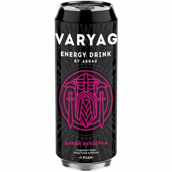 Напиток энергетический Varyag Дикий Виноград безалкогольный тонизирующий газированный 450мл