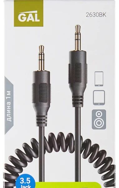 Кабель GAL 2630BK Jack 3,5-Jack 3,5,L=1,витой 