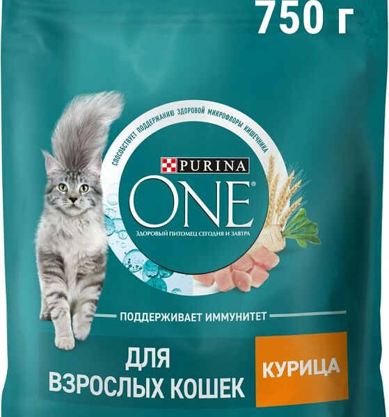 Сухой корм для кошек Purina ONE для взрослых с курицей 750г