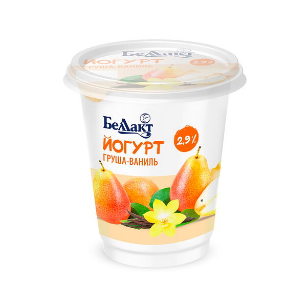 Йогурт Беллакт с наполнителем Груша-ваниль 2,9% 380г полим/ст