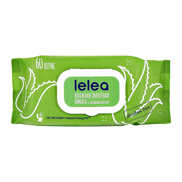 Бумага туалетная влажная Lelea с экстрактом алое вера 60 шт.