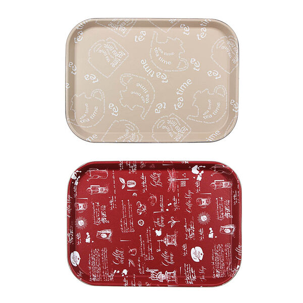 Поднос прямоугольный с антискользящим покрытием, 35х25см, 2 дизайна, в ассортименте
