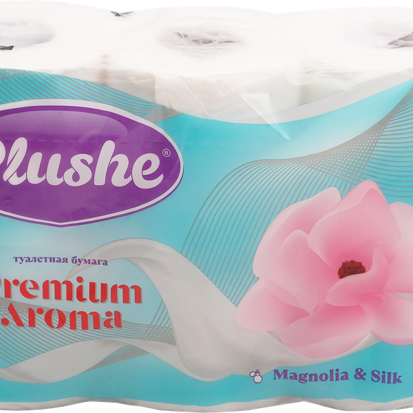Бумага туалетная PLUSHE Premium Aroma Магнолия 3-слоя, 6шт