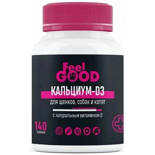 Feel Good Кальциум-D3 витаминная добавка для животных 140 шт