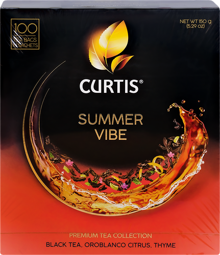 Чай черный CURTIS Summer Vibe c чабрецом, мятой и ароматом цитрусовых, 100 сашетов