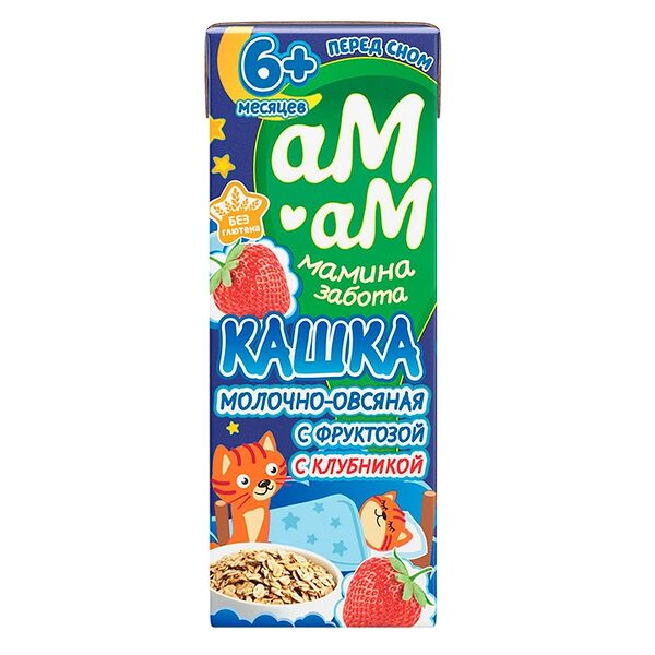Кашка молочно-овсяная Ам-Ам Клубника 2,5% с 6 месяцев