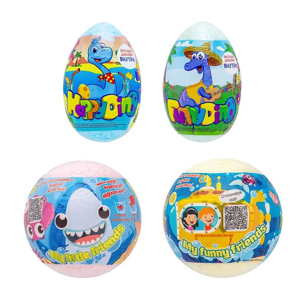 Средство шипучее для ванн my little friends happy dino с растущей игрушкой в ассортименте 130 г