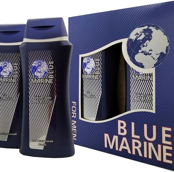 Набор подарочный Blue Marine для мужчин Шампунь для волос 250мл + Гель для душа 250мл