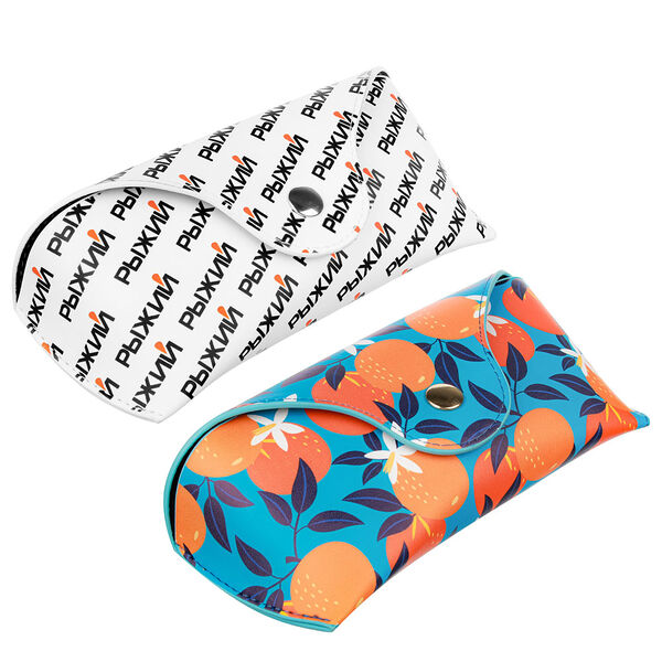 By рыжий футляр для очков, 16,5х7см, пу, 2 дизайна