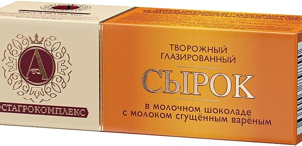 Сырок творожный А. Ростагрокомплекс в молочном шоколаде с вареной сгущенкой 26%, 50г