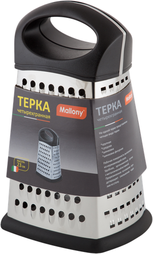 

Терка MALLONY 4-х гранная, нержавеющая сталь, ABS пластмасса, TPE Арт. 965010