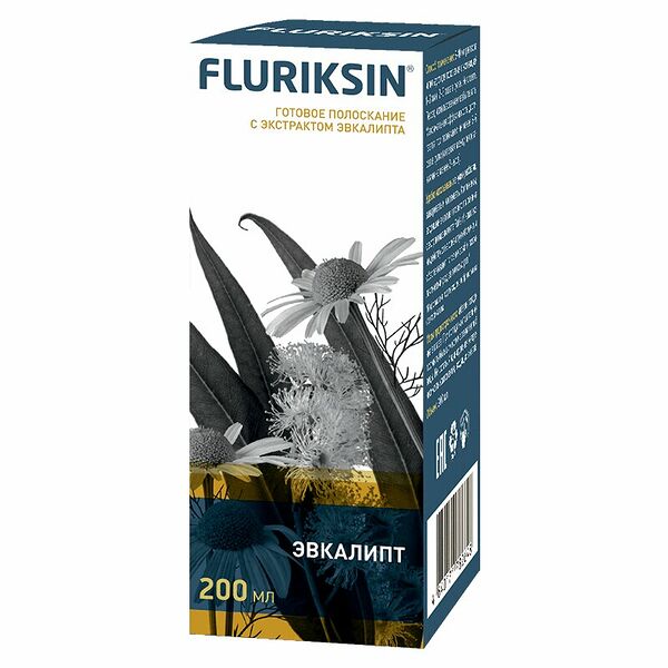 Готовое полоскание Fluriksin с экстрактом эвкалипта 200 мл