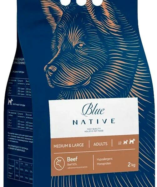 Сухой корм для собак Blue Native Holistic для средних и крупных пород Говядина 2кг