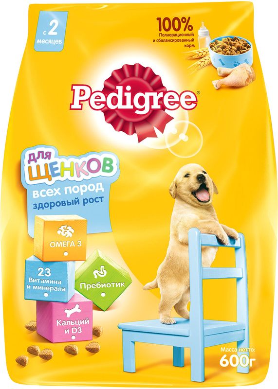 

Сухой корм Pedigree для щенков полнорационный с курицей 600 г