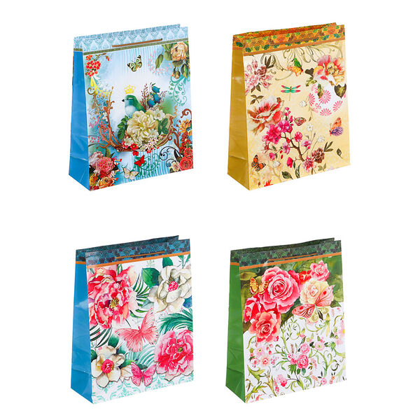 Ladecor пакет подарочный, бумажный, 26x32x10 см, 4 дизайна, цветы, арт.3