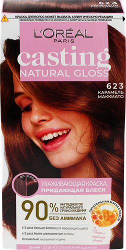 

Краска-уход для волос без аммиака L'Oreal Paris Casting Natural Gloss, оттенок 623, Карамель маккиато, 180 мл