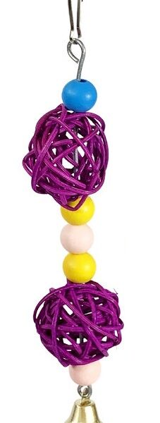 Игрушка PetStandArt Погремушка с ротанговыми шариками фиолетовая для птиц