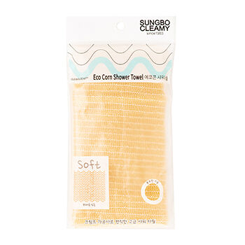 Мочалка мягкая Cleamy lean&beauty eco corn для душа, Sung Bo, 1 шт., 25х100 см, бежевая, Южная Корея