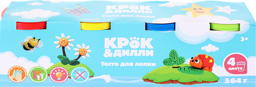 Тесто для лепки КРОК&ДИЛЛИ 4 цвета