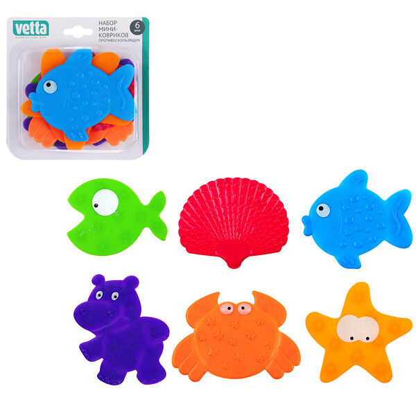 Vetta набор мини-ковриков противоскользящих 6шт, пвх, 