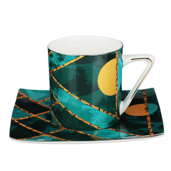 Millimi геометрия ультрамарин набор кофейный 2 предмета, 180 мл, 14 см, костяной фарфор